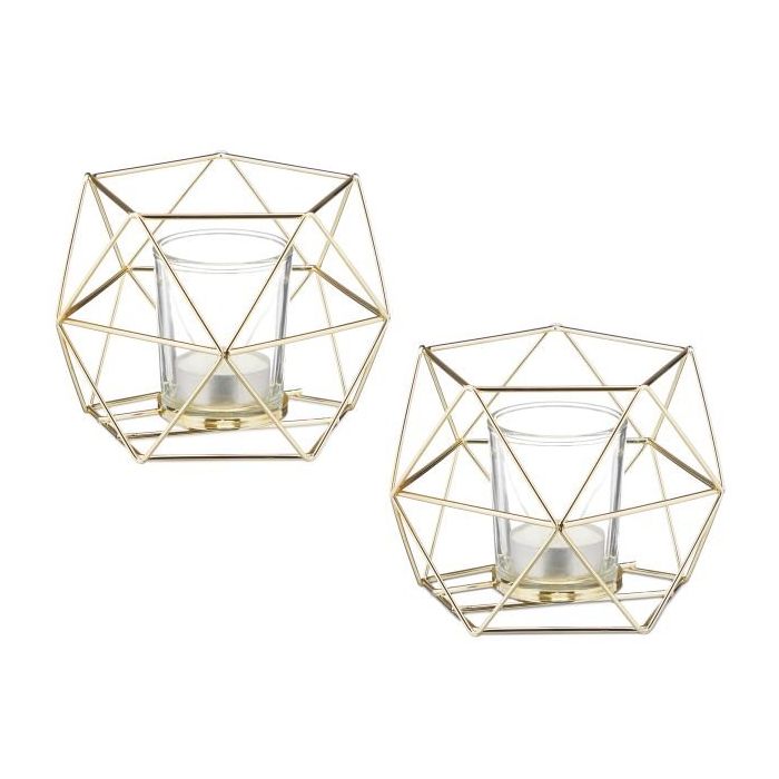 Metal candle holder 13x12x10cm., gold color