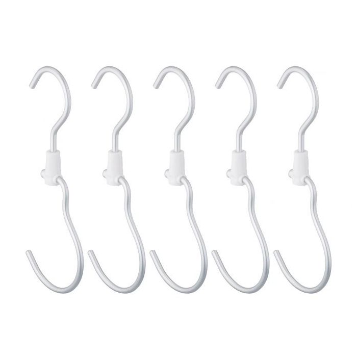 Set of 5 hooks 22x8.5x1.5cm., silver/white color