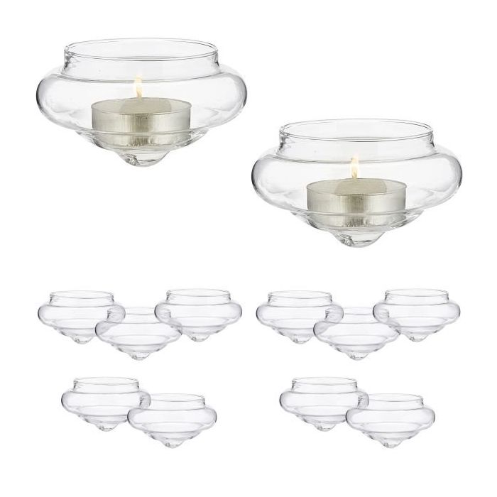 Set of 12 transparent candlesticks 4.5x8cm.