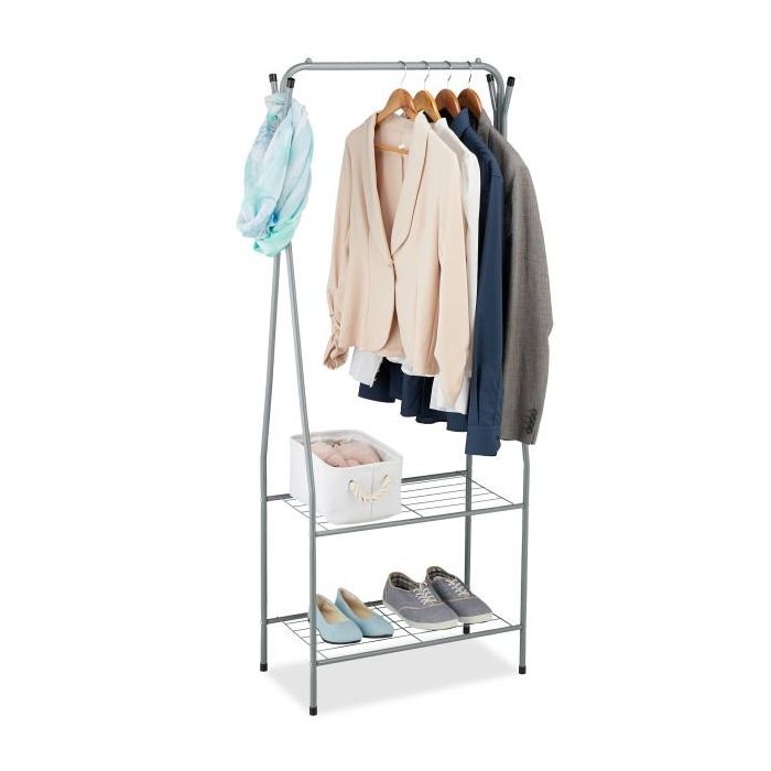 Clothes rack with shelves 158x60x33cm., gray