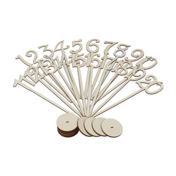 Set of 20 table runners "Numbers" 35x7.5 cm., light brown
