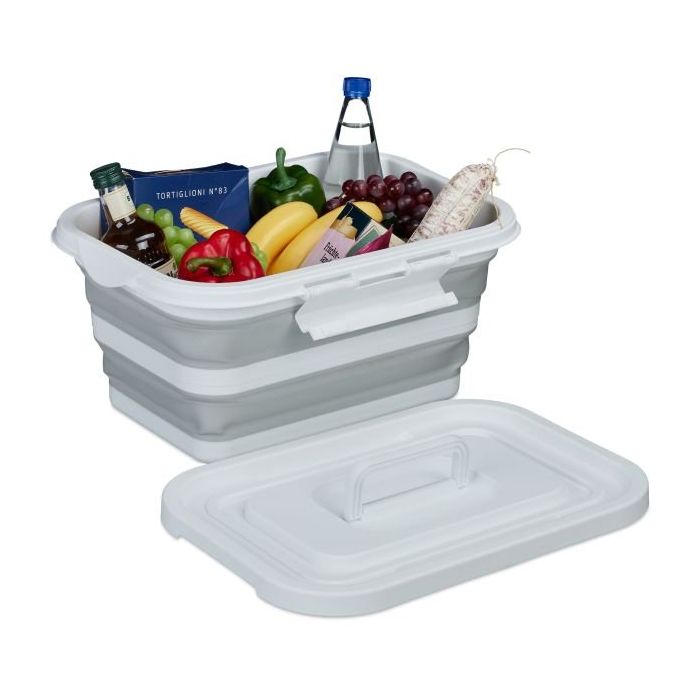 Foldable bag with lid 23x46x33cm., gray/white
