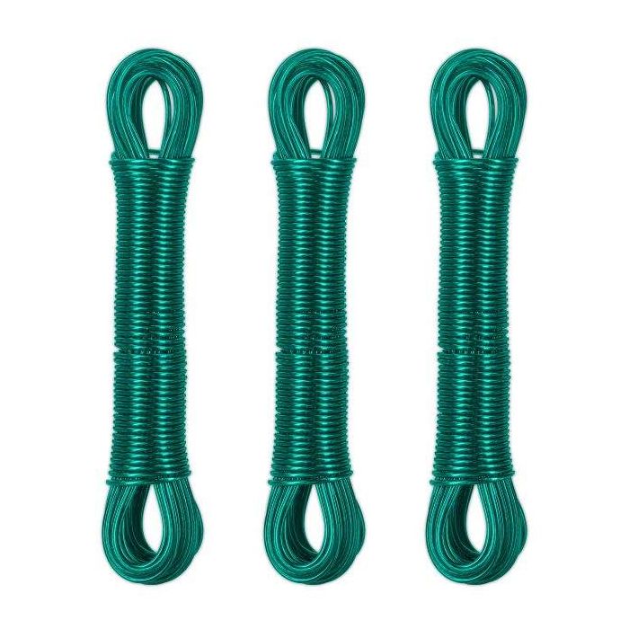 Set of 3 clotheslines 20m, green