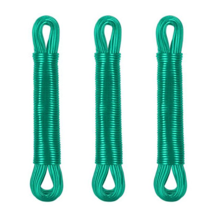 Set of 3 clotheslines 20m, green