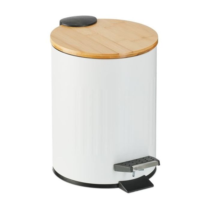 3 liter trash can, white/light brown/silver/black