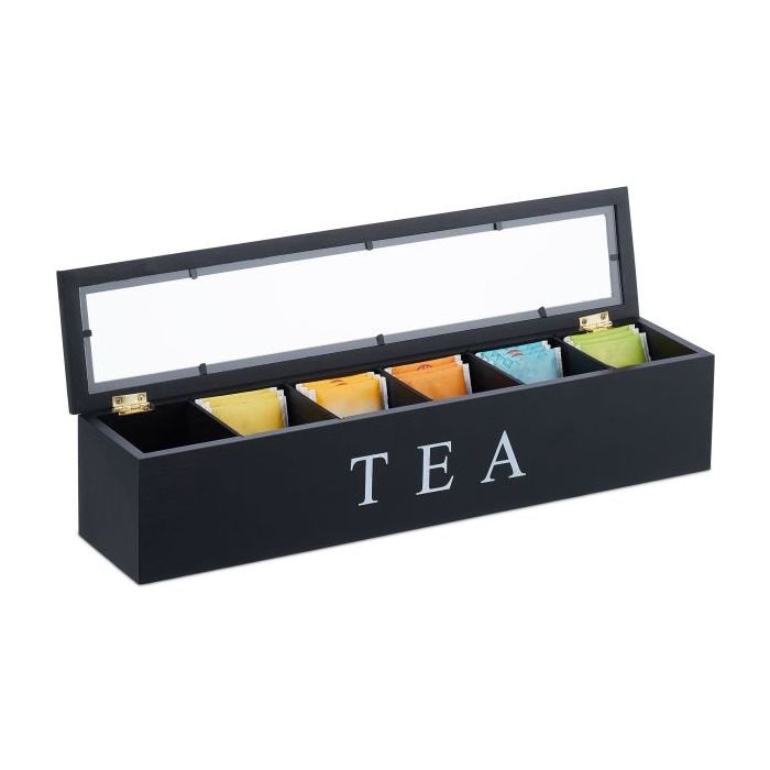 Organizer na torebki herbaty 9x43,5x9cm, czarno-biały