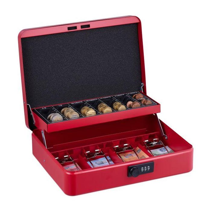Cash box with digital code, red color