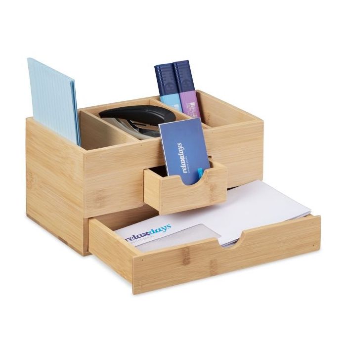 Organizer na przybory do pisania z 2 przegródkami 12x24x14,5 cm, jasnobrązowy