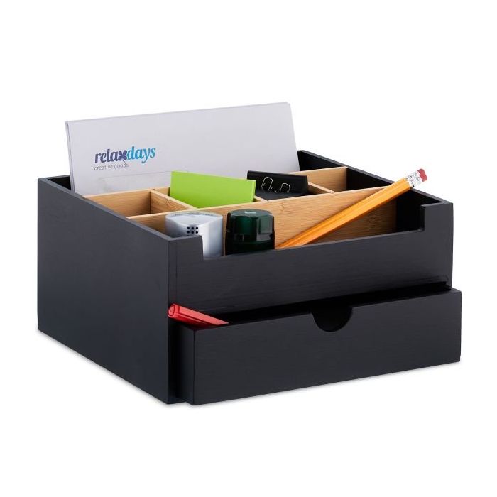 Organizer na przybory do pisania z 1 przegrodą 13x26x23,5 cm, czarny/jasnobrązowy