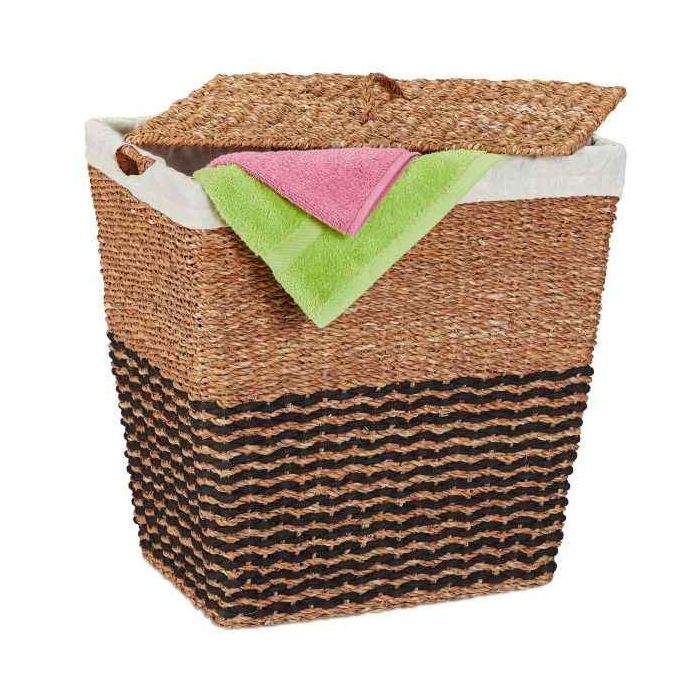 Laundry basket 50x50x40cm, 87L., light brown/black/beige
