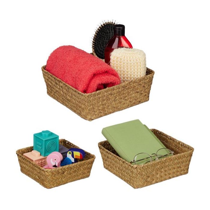Set of 3 baskets, light brown