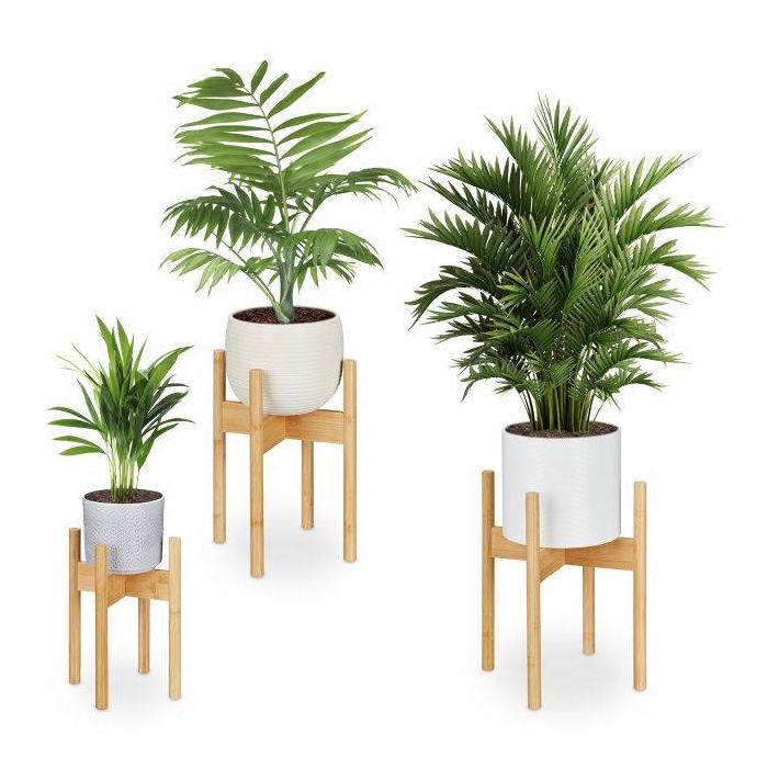 Set of 3 flower stands, light brown