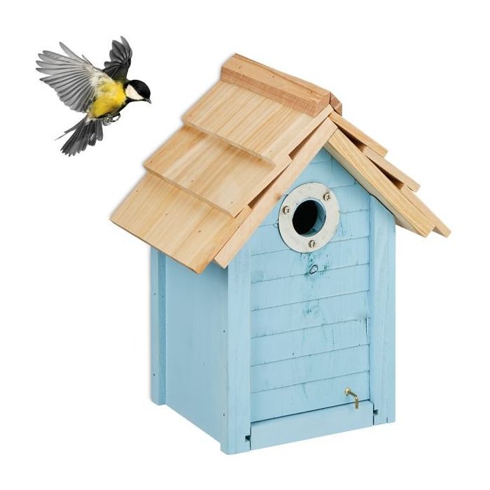 Birdhouse 27x22x15cm., light blue/light brown
