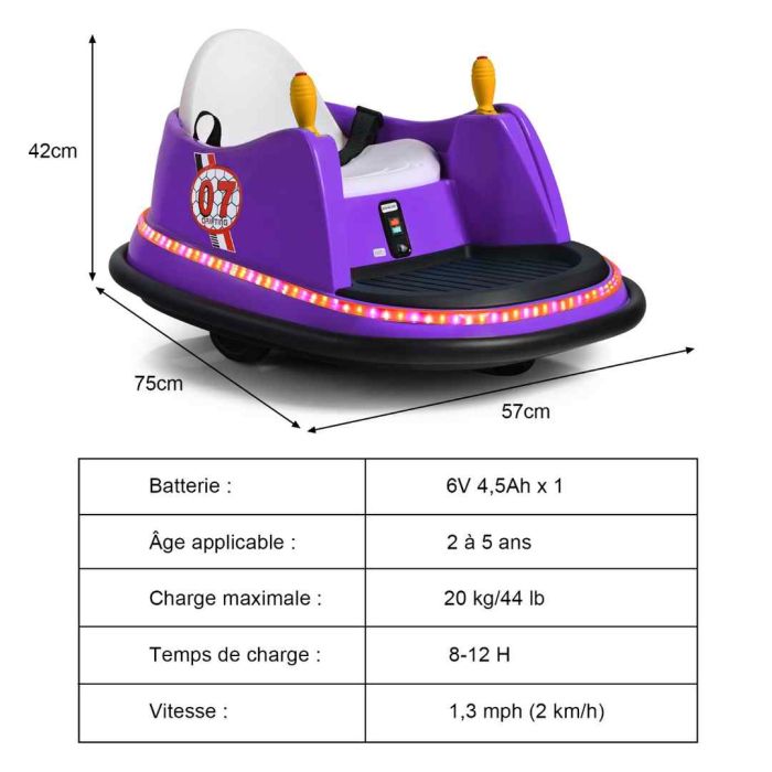 Children's electric car 57x75x42cm., purple/black
