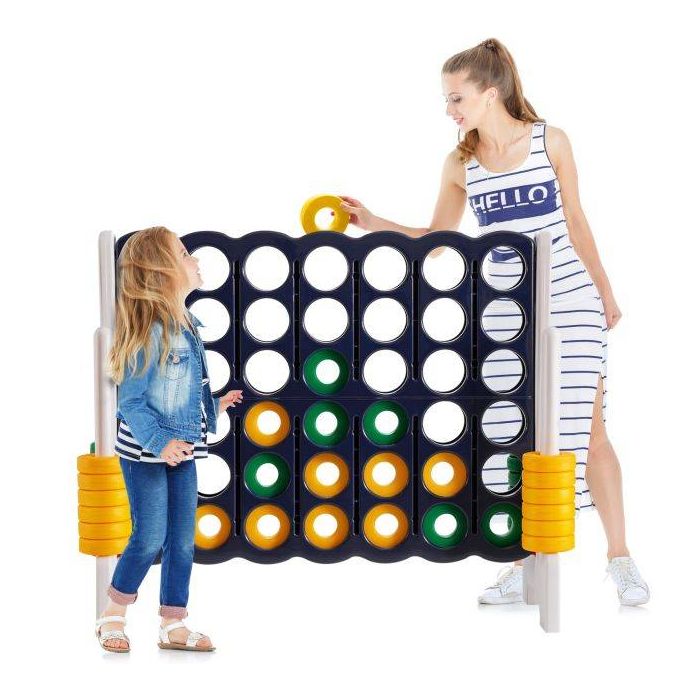 Gra plenerowa cztery w rzędzie 120x42x104cm, granatowo-biała