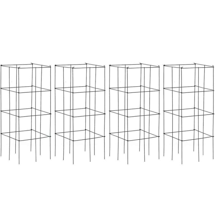 Set of 4 plant supports 40x40x100cm., dark green
