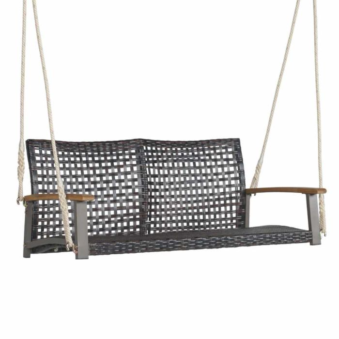 Huśtawka ogrodowa 131x68x54cm, ciemnobrązowo-beżowa