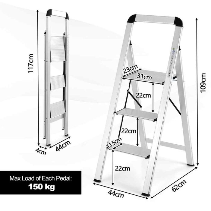 Ladder 62x44x109cm., silver color