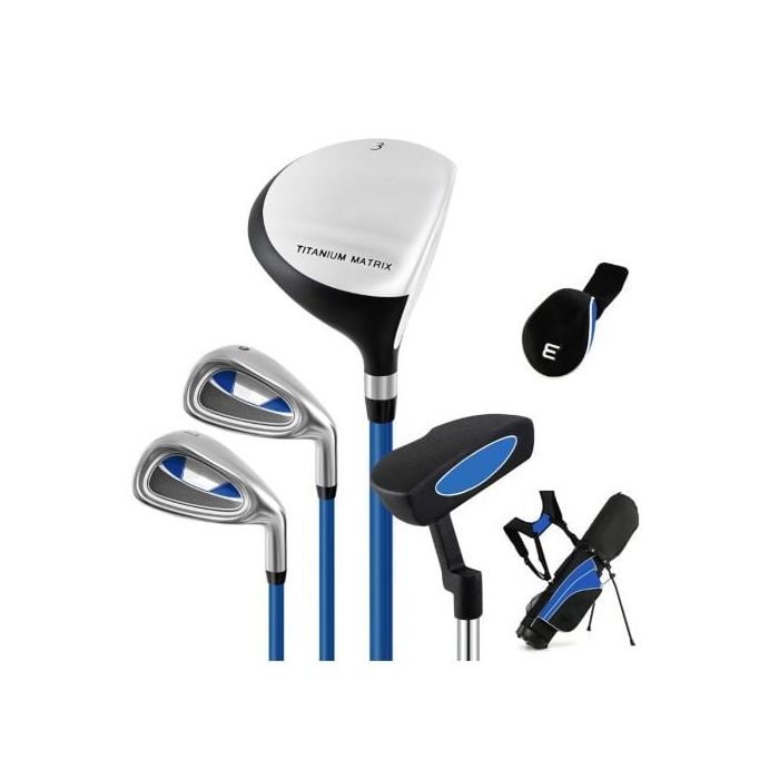 Zestaw kijów golfowych z torbami, różne kolory