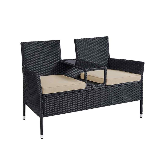 Fotel ogrodowy 65x131x84cm, kolor czarny/kremowy
