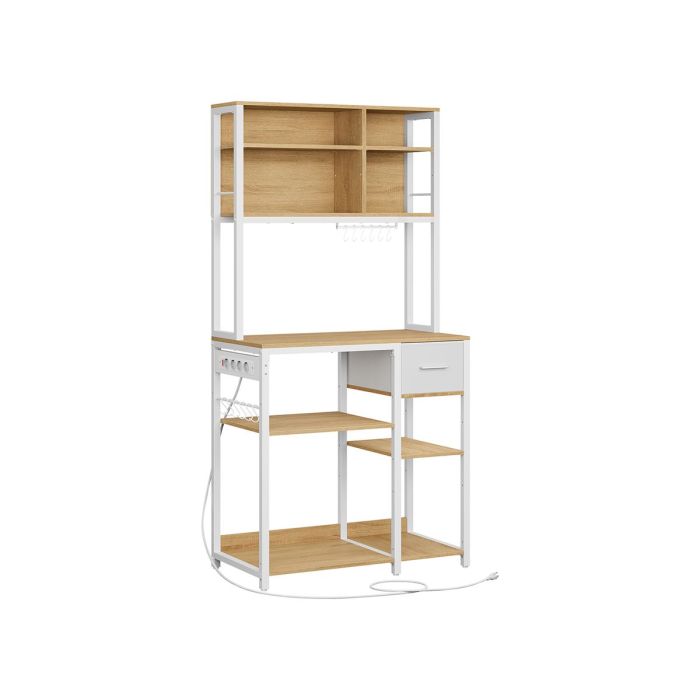 Kitchen shelf 40x80x180.4cm., white/light brown