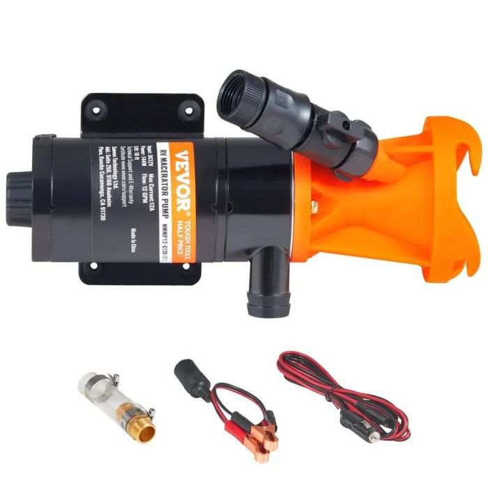 Portable 12V RV Crusher and Sewage Pump with Quick Release Valve