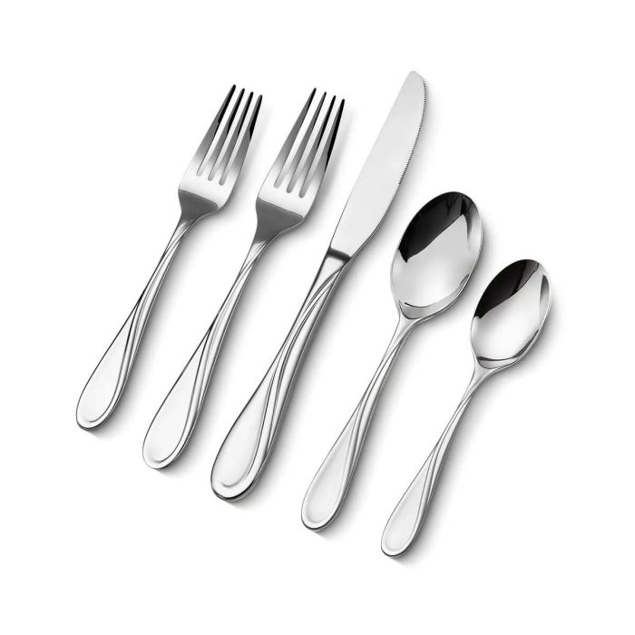 30-piece silver-colored stainless steel cutlery set, for 6 people