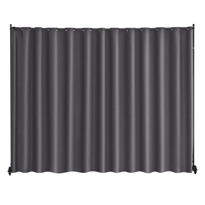 Portable Gray Room Divider with Wheels, Freestanding Privacy Screen