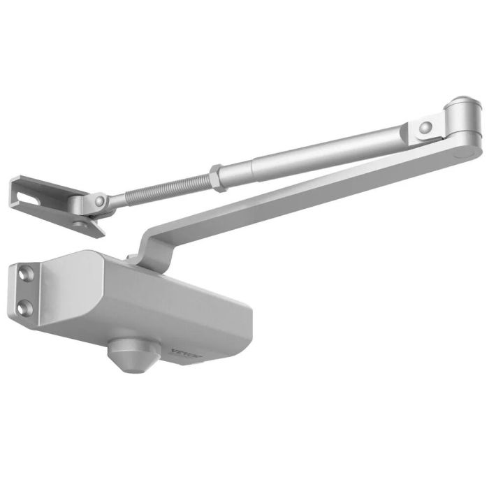 Hydraulic door closer, 45 kg, aluminum, silver
