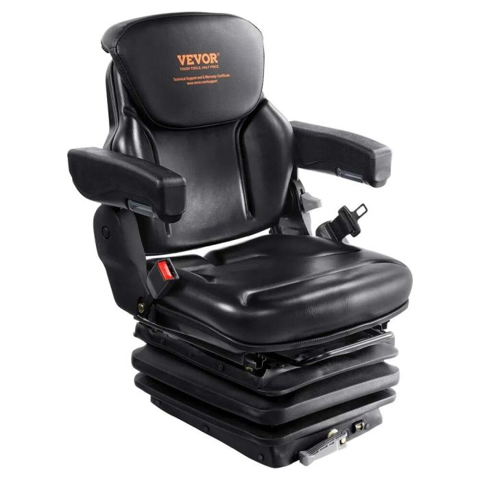 Universal tractor seat with suspension, armrests and seat belt