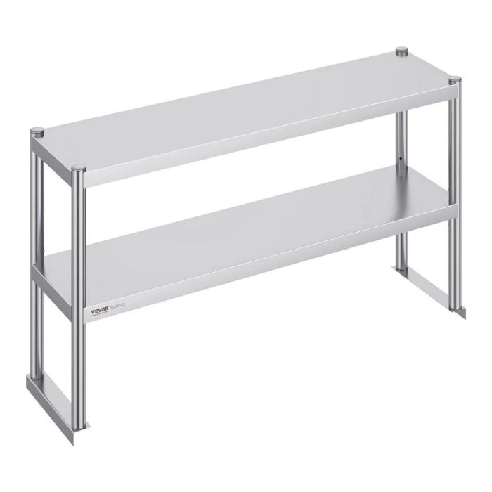 Podwójna górna półka ze stali nierdzewnej, regulowana, 12x48 cali