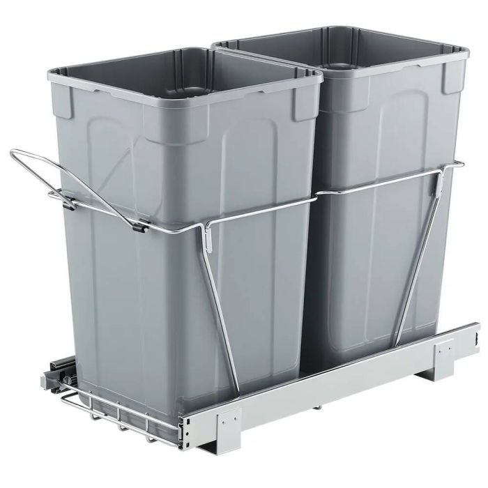 Wysuwany podwójny kosz na śmieci pod zlewem, system metalowy