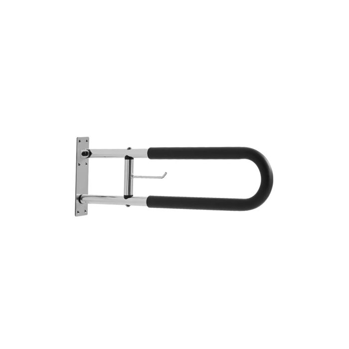 Складной поручень для туалета для инвалидов с держателем для туалетной бумаги, 76 см, нескользящая ручка.