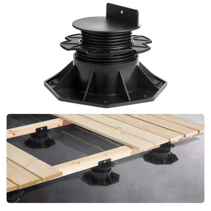 Plastic terrace blocks 12 pcs., adjustable height 60–135 mm, pedestal base for wooden, concrete, metal base
