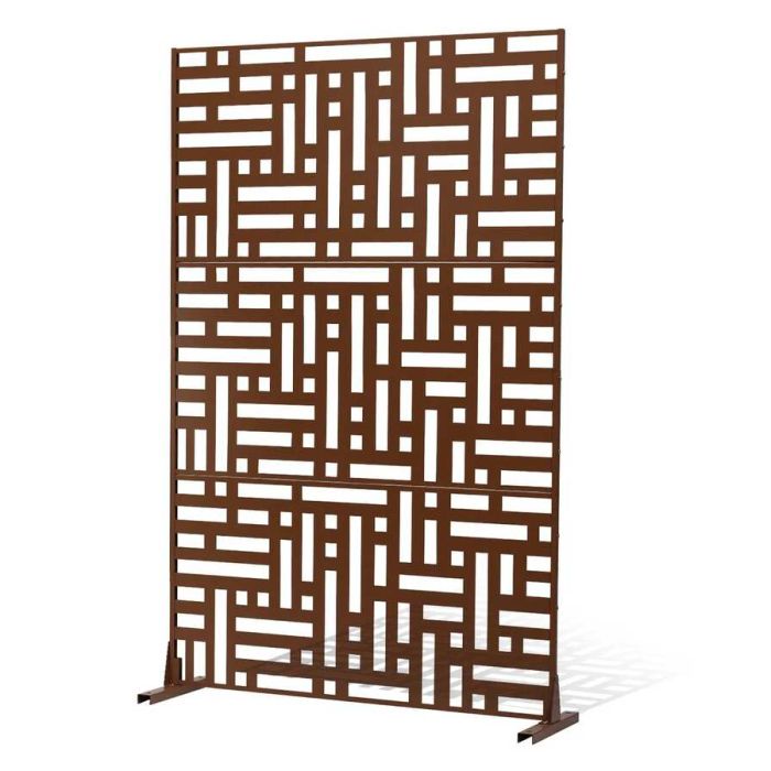 Metalowy ekran prywatności 91x183 cm, do użytku zewnętrznego i wewnętrznego, brązowy