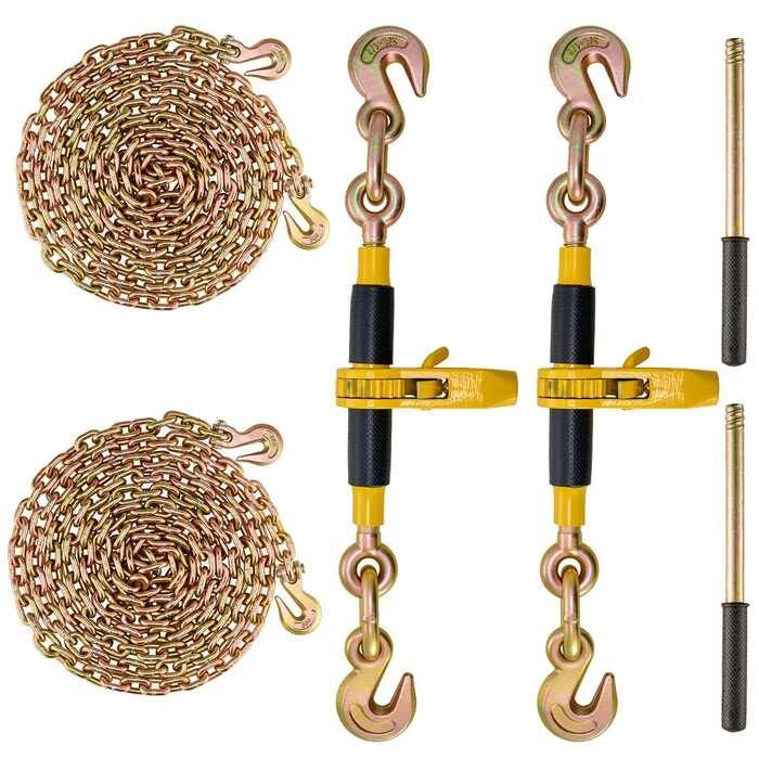 Chain ratchet binder with G80 chains, 7100 lb load, 2 pcs.