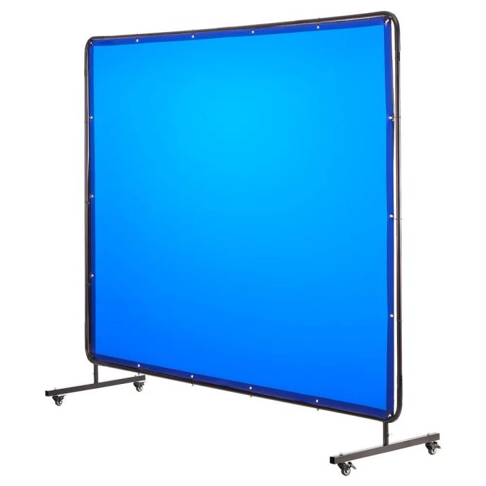 Welded mesh with frame, 1.74x2.34 m, blue, fireproof, with wheels, UV protection