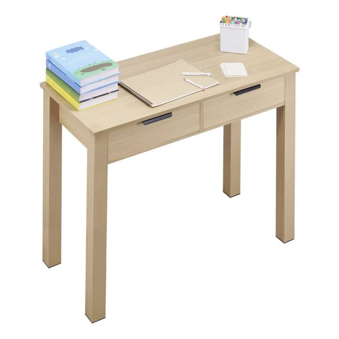 Małe biurko z szufladami, płyta MDF, jasne drewno