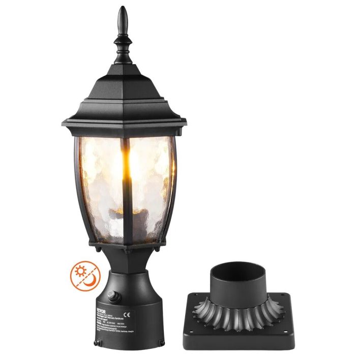 Lampa ogrodowa zewnętrzna, 400 mm, wodoodporna i piorunochronna, z kloszem szklanym
