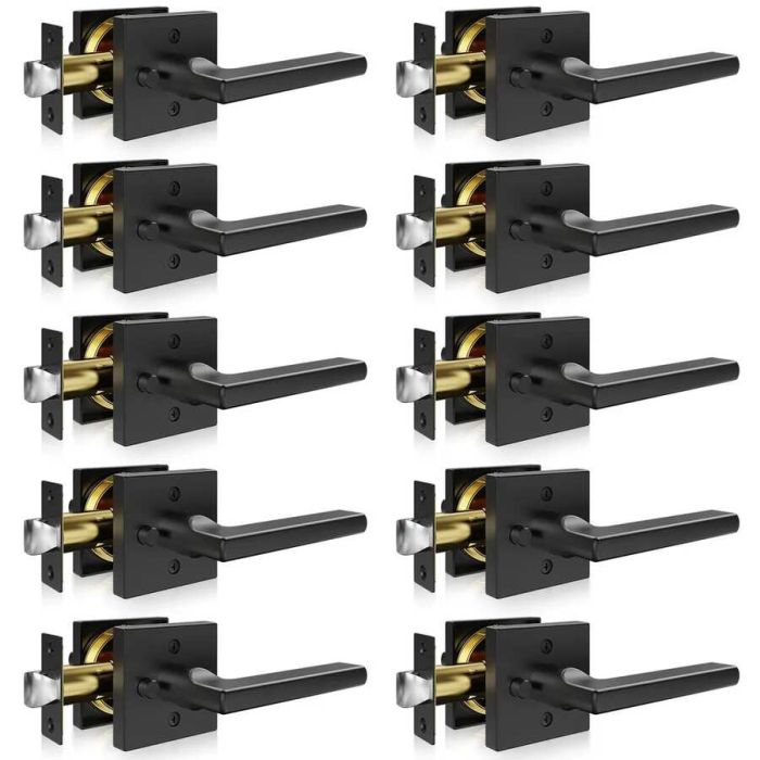 Private black door handle 10 pcs., square, keyless, 45° rotation