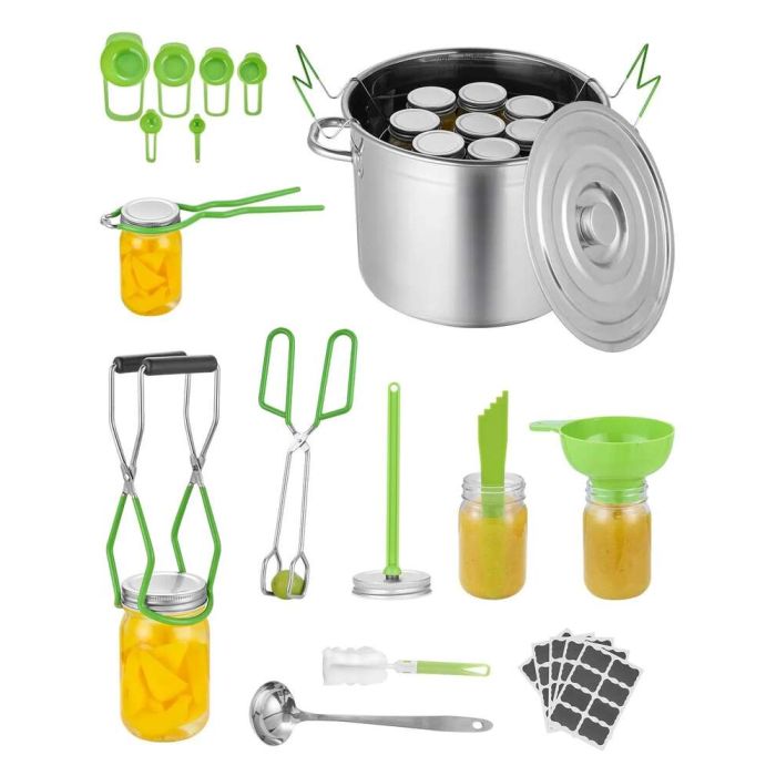 Canning set, 11 pieces, stainless steel, with pot and tools for beginners