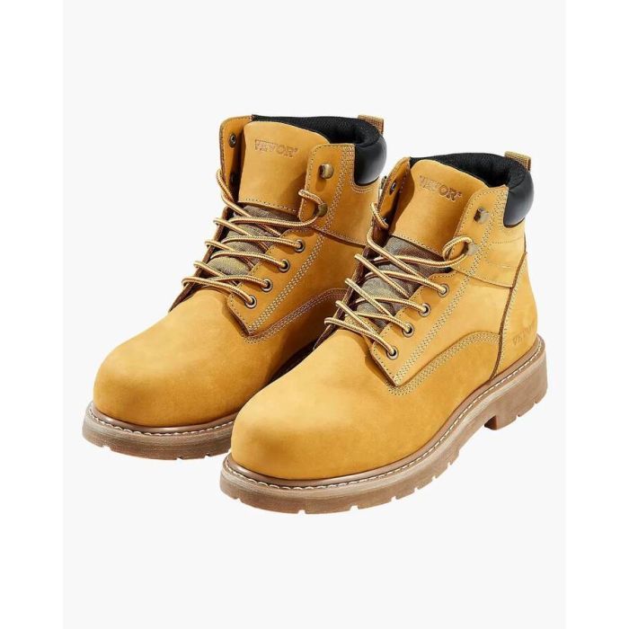 Męskie buty robocze z metalowym noskiem, wodoodporne, antypoślizgowe, brązowo-żółte, rozmiar UK 8