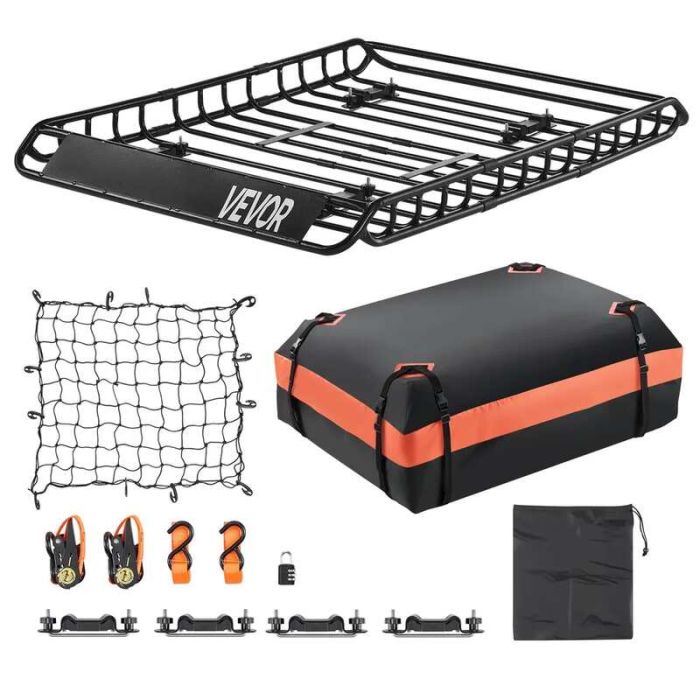 Universal roof rack with basket 1120x870x260 mm, 200 lb load capacity