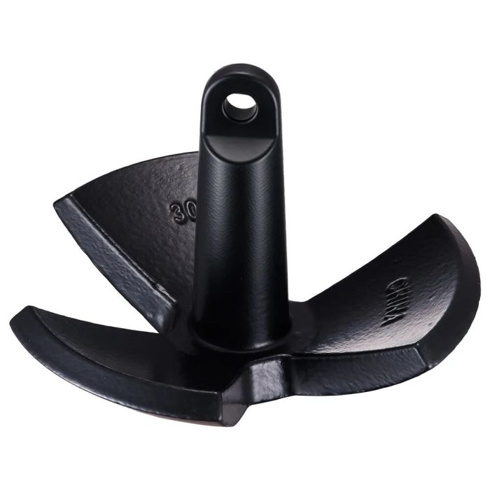 Marine Grade Cast Iron Mushroom River Anchor, 30lbs, Black Vinyl