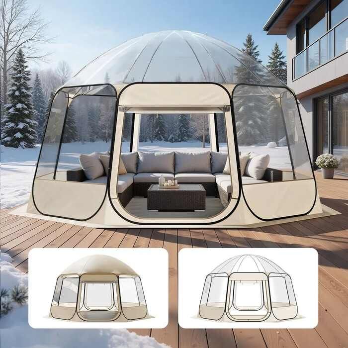 Namiot kempingowy typu „pop-up bubble”, 4,58 x 4,32 m, wodoodporny i odporny na promieniowanie UV, z oknami, dla 12-15 osób