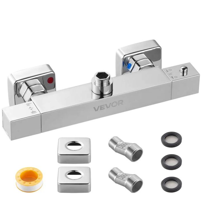 Thermostatic shower mixer valve, 38℃, chrome, two holes