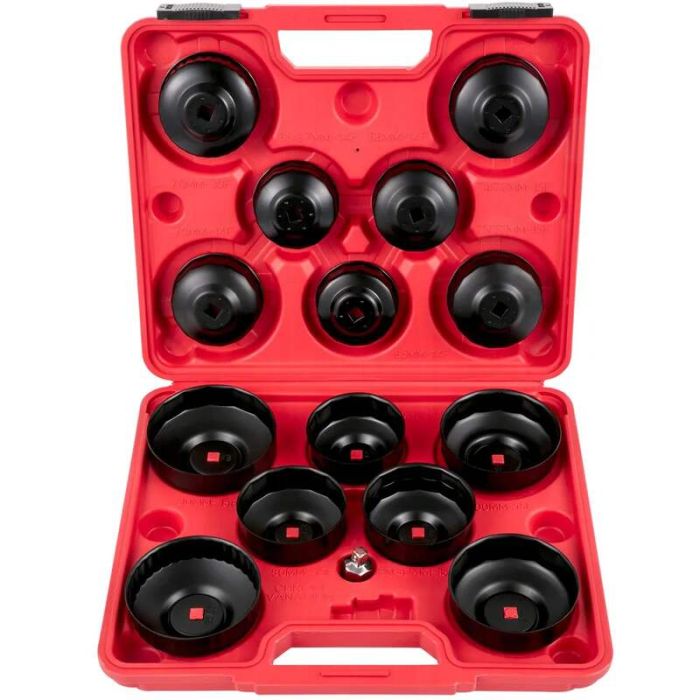 Zestaw kluczy do filtra oleju, 14 elementów, stal, 3/8" niski profil