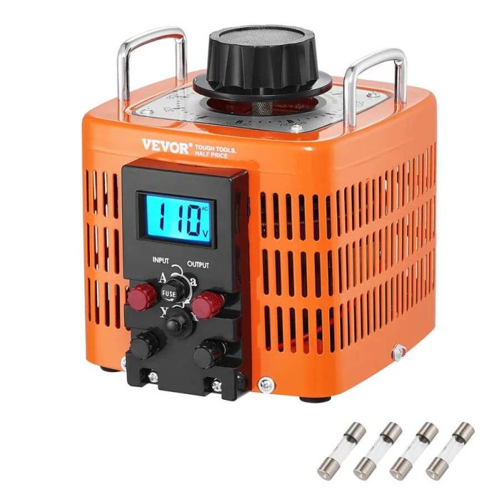 Automatyczny transformator napięcia prądu przemiennego 2000 VA, 230 V na 0-300 V, z wyświetlaczem LCD i bezpiecznikami
