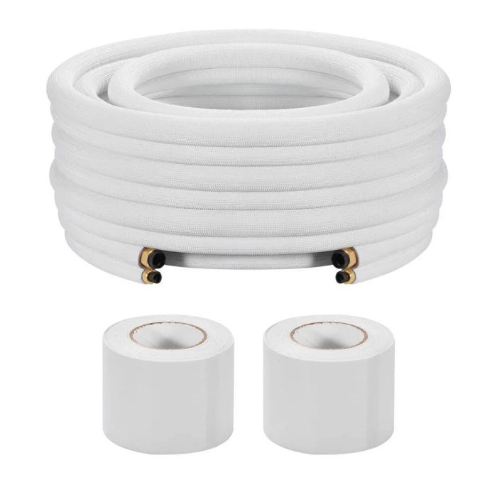 Zestaw mini linii rozdzielczych, rury miedziane 9,5/15,9 mm, 30,5 m, spirala z białego PE, do systemów HVAC