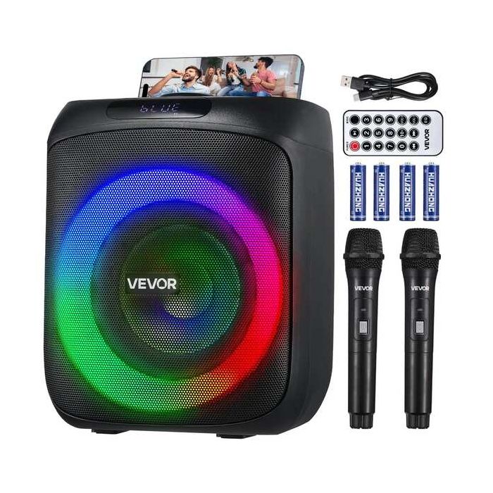 Przenośna maszyna karaoke o mocy 30 W z 6,5-calowym głośnikiem Bluetooth i 2 bezprzewodowymi mikrofonami